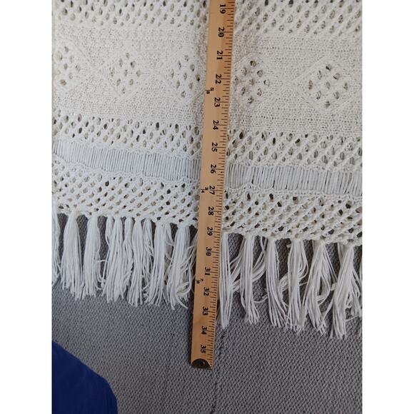 Cato Woman Crochet Woven Top Plus Size 18/20 White Fringe Trim Cover Up - Picture 10 of 12
